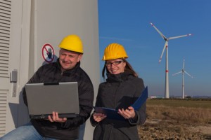 engineers wind turbine generation station